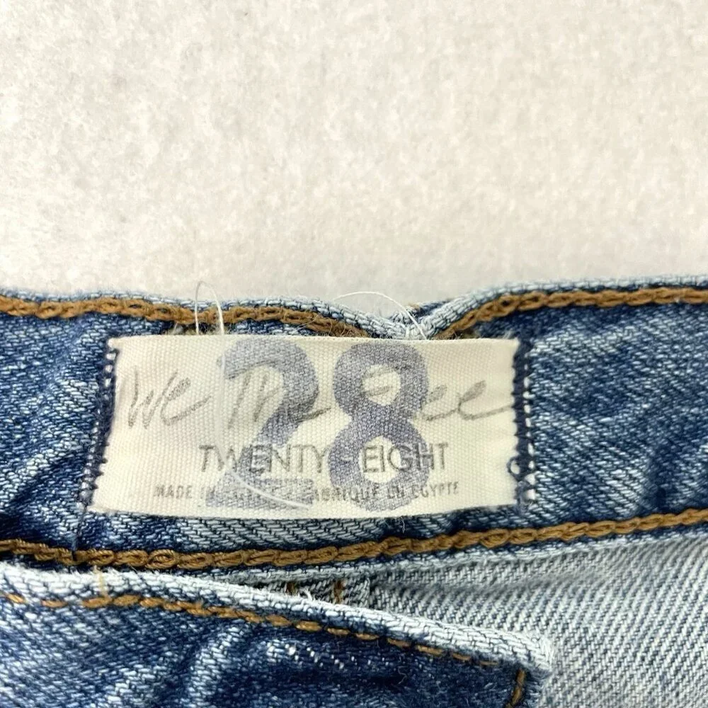 Free People Distressed Cut-Off Denim Jean Shorts Boho Beach Medium Wash size 28
